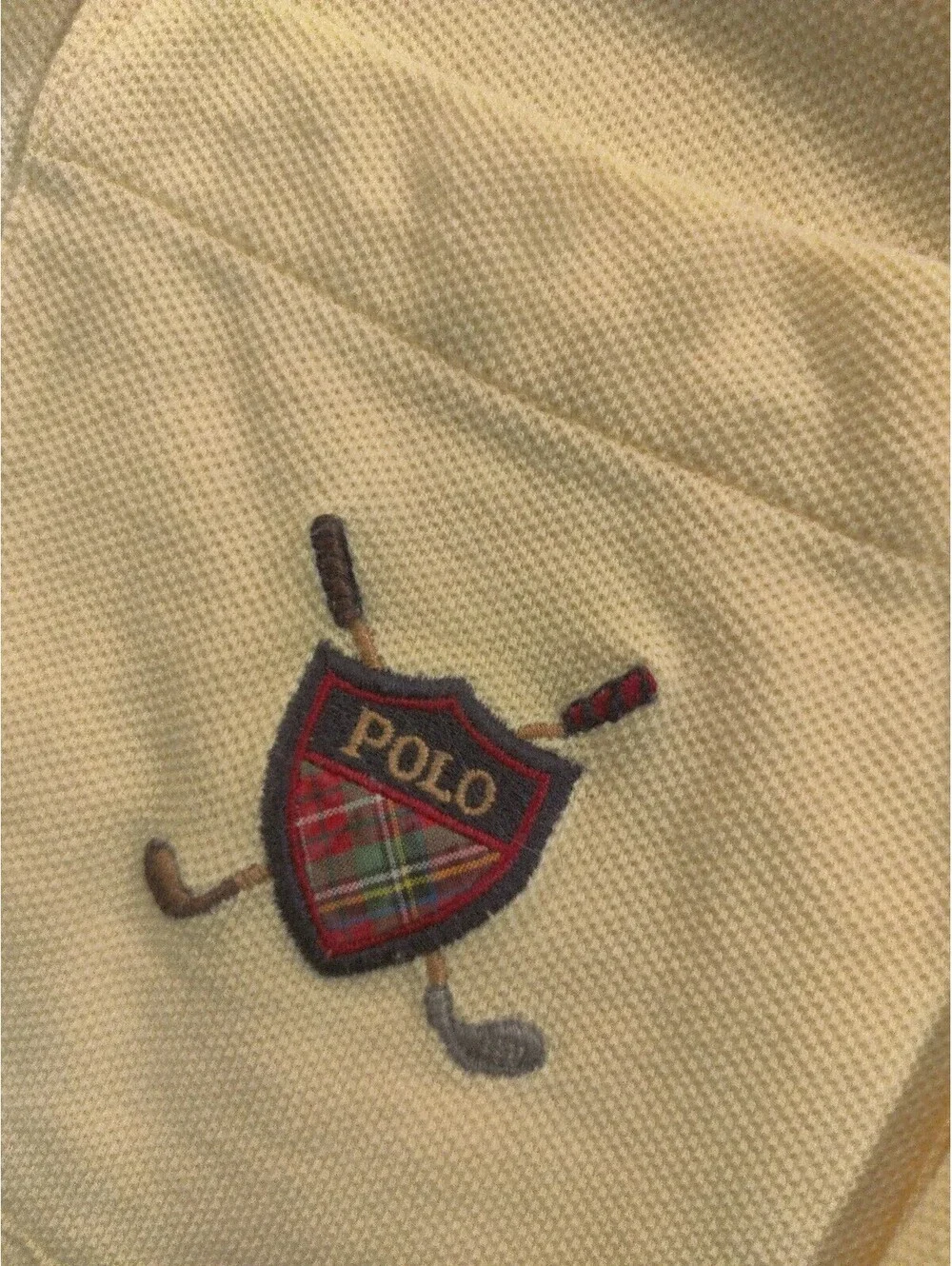 Polo Ralph Lauren Shirt Mens XXL Vintage Yellow Pastel Golf Club Crest Cotton